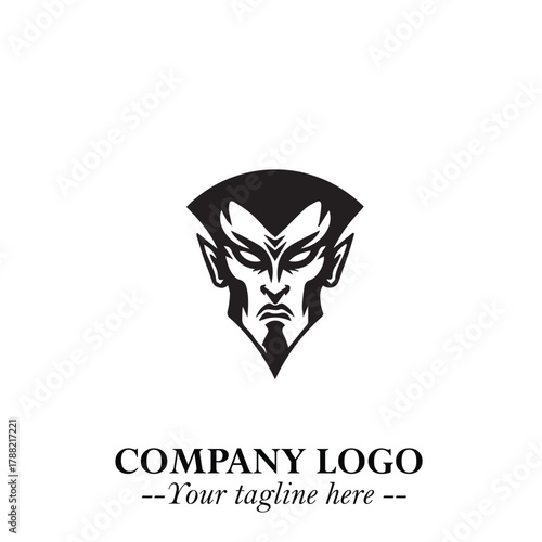 Head of Vampire Logo Symbol in Black on the White Background with Gothic Horror Vector Design