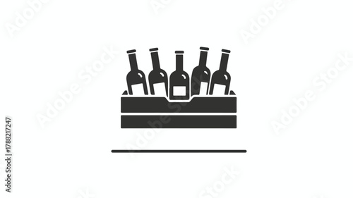 Elegant Wine Box with Bottles Solid Icon for Festival Design