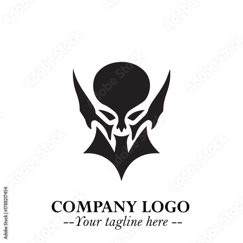 Head of Vampire Logo Symbol in Black on the White Background with Gothic Horror Vector Design