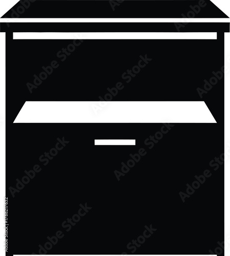 Black and white illustration of a modern mailbox with open slot