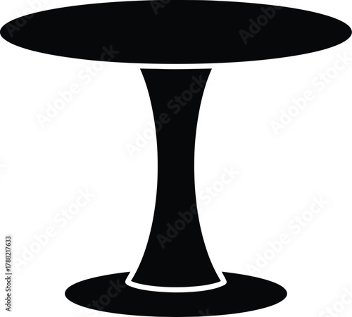 Modern black silhouette of a pedestal dining table