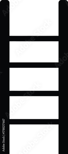 Simple black silhouette of a ladder against a white background