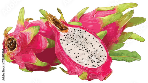 Exotic Pitaya Tropical Fruit Refreshing White Background