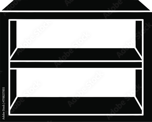 Simple black two shelf unit icon minimalist furniture design