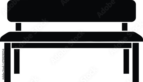 Simple black silhouette of a modern bench with a backrest