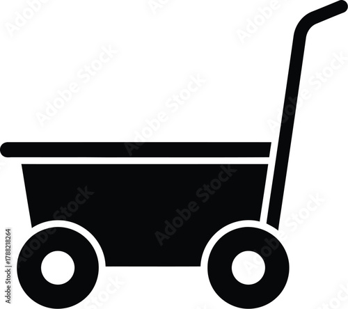 Simple black silhouette of a two wheeled cart