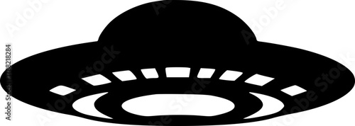 Futuristic UFO silhouette illustration for alien invasion and space scene