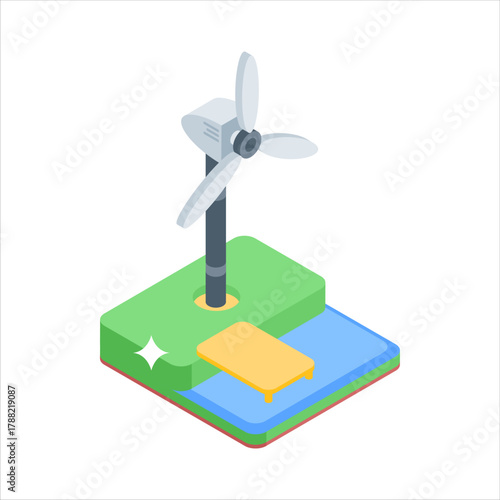Get this amazing icon of wind turbine in modern design style