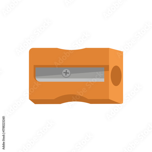 Orange pencil sharpener with a metal blade