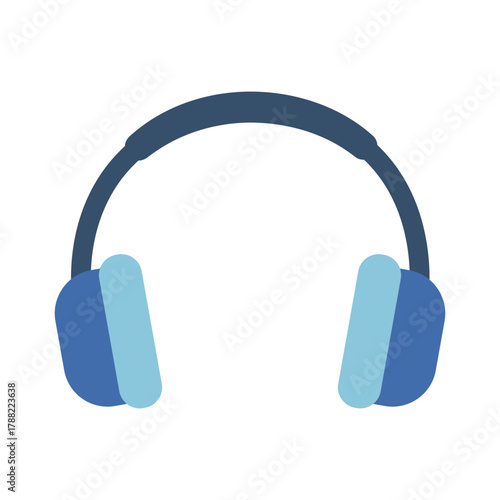 Blue headphones illustration for music and audio listening