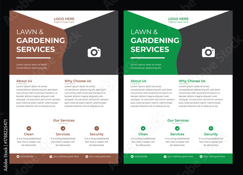 Lawn care social media post promotion template design Lawn and gardening service flyer design template. Tree and gardening service poster leaflet design. lawnmower flyer template