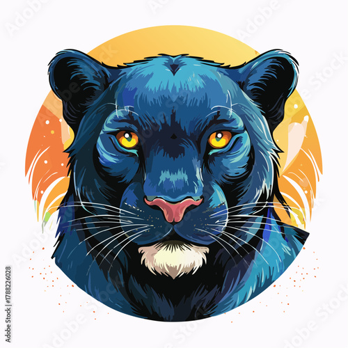 Kopf von einem schwarzen Panther - Cartoon Comic Stil