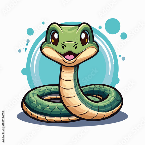 niedliche kleine Schlange mit großen Augen - Cartoon Comic Stil