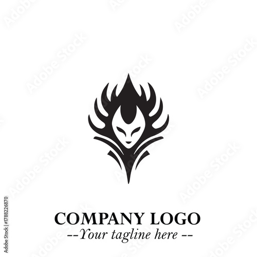 Head of Vampire Logo Symbol in Black on the White Background with Gothic Horror Vector Design