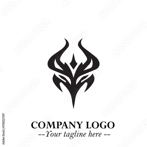 Head of Vampire Logo Symbol in Black on the White Background with Gothic Horror Vector Design
