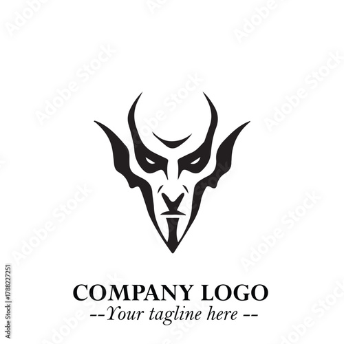 Head of Vampire Logo Symbol in Black on the White Background with Gothic Horror Vector Design