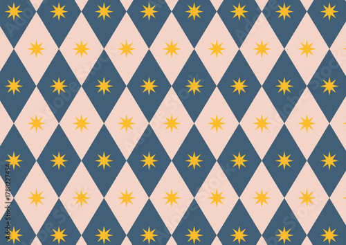 冬 クリスマスイメージのタイルチェック背景 星