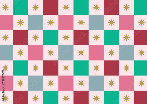 カラフルなクリスマス背景素材 キラキラ タイルチェック