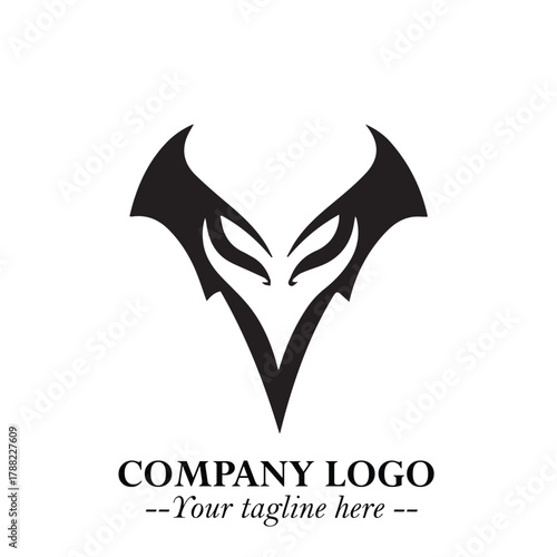 Head of Vampire Logo Symbol in Black on the White Background with Gothic Horror Vector Design