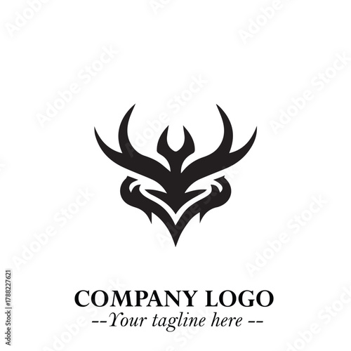Head of Vampire Logo Symbol in Black on the White Background with Gothic Horror Vector Design