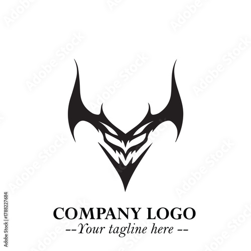 Head of Vampire Logo Symbol in Black on the White Background with Gothic Horror Vector Design