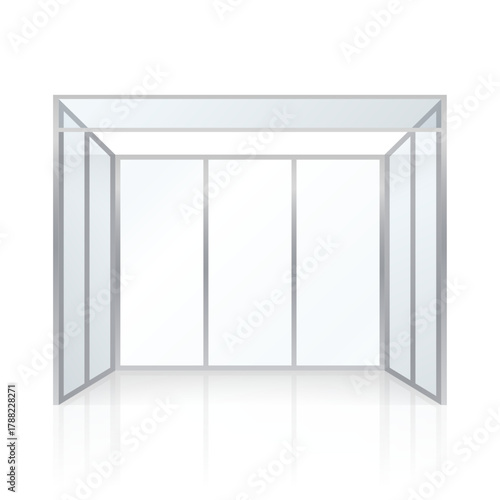 Exhibition stand for mockup. Blank rectangle room for trade show isolated vector render. 
