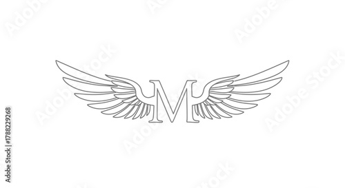Elegant wing adorned letter mark design conveying freedom and sophistication in a minimalist style