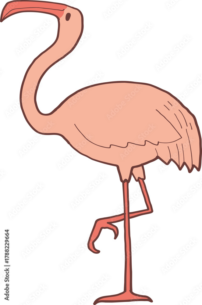 Obraz premium Illustration of a Pink Flamingo Standing