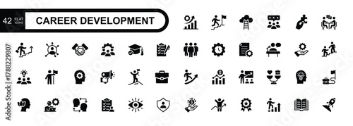 Career development flat icons set. Vector illustration	