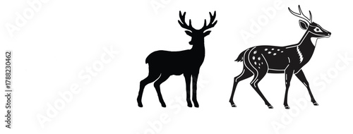 giraffe and deer silhouette vector illustration of wild animals