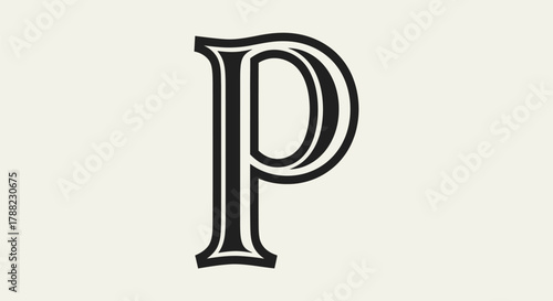 Ornate letter 'P' with bold lines evoking vintage typography design possibilities
