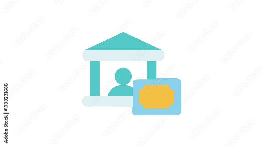 custom made wallpaper toronto digitalMuseum entrance ticket with person inside simple graphic design