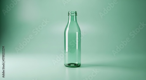 Tall clear glass bottle with a long neck on a light background