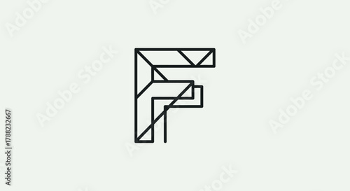 Minimalist letter F illustration with geometric precision and modern aesthetic appeal