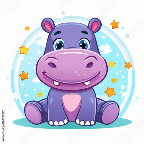 niedliches kleines Nilpferd - Cartoon Comic Stil