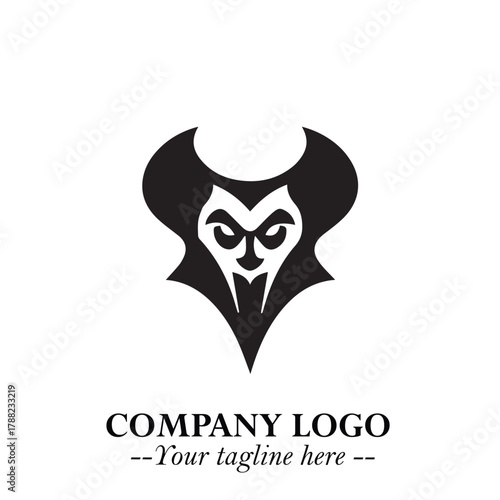 Head of Vampire Logo Symbol in Black on the White Background with Gothic Horror Vector Design