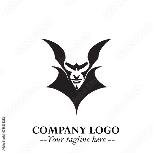 Head of Vampire Logo Symbol in Black on the White Background with Gothic Horror Vector Design