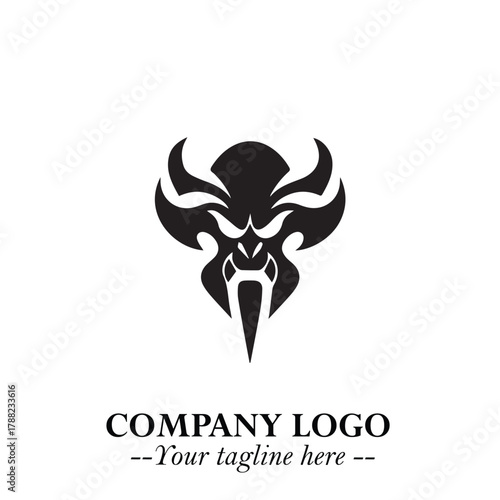 Head of Vampire Logo Symbol in Black on the White Background with Gothic Horror Vector Design