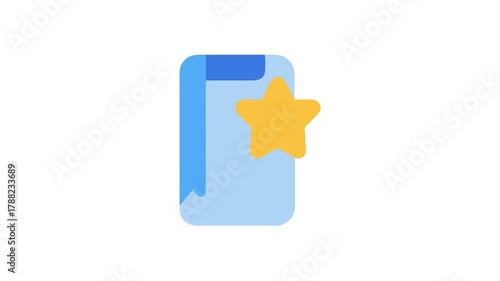Bookmark with star icon, flat Animation design on White