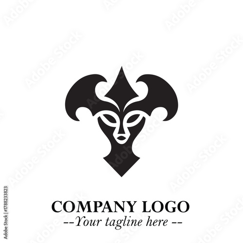 Head of Vampire Logo Symbol in Black on the White Background with Gothic Horror Vector Design