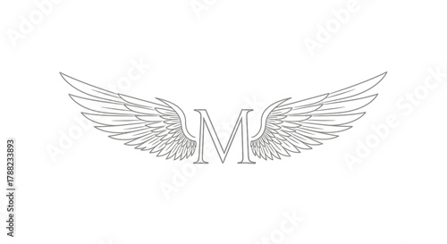 Elegant letter M logo design with outstretched wings creating a sense of freedom