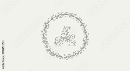 Elegant letter A within a botanical wreath design for feminine branding purposes