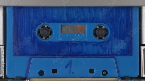 Vintage audio cassette tape playing 