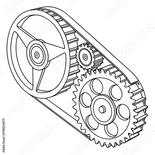 Synchronous belt drive system with multiple gears