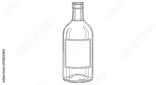 Elegant line art illustration of a wine bottle showcasing minimalist design aesthetics for