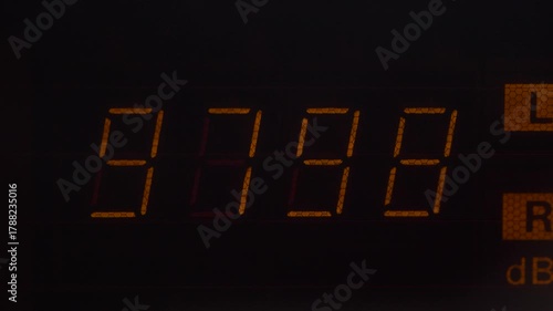 Orange digital egment display counting numbers
