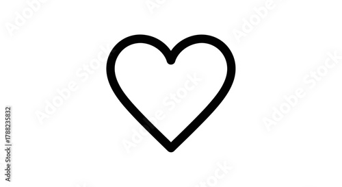 Simple minimalist heart outline on white background, for designs and illustrations