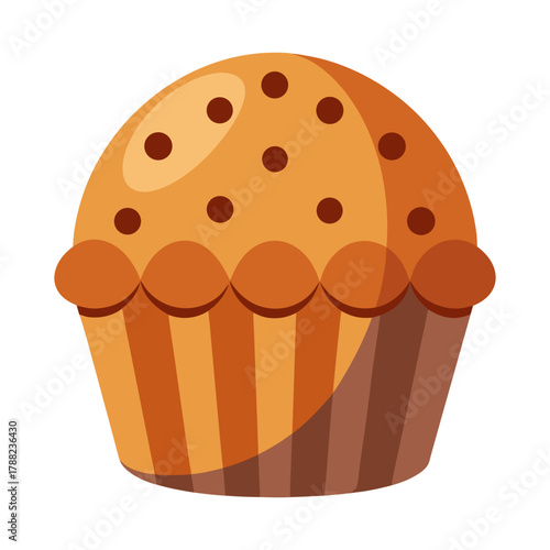 Delicious sweet chocolate muffin pastry illustration for a birthday party celebration