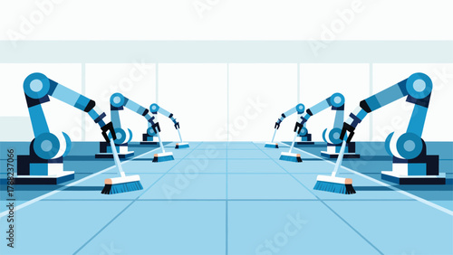 Automated Robotic Arms Cleaning Factory Floor