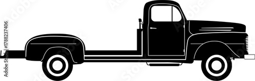 The silhouette of a vintage truck. Vector.
